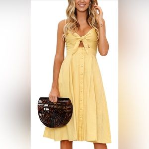 Yellow Tie-front Cut-out Sundress